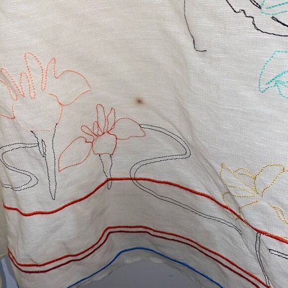 Giada Forte Resort Women's Ivory Wool Linen Long Sleeve Embroidered Top Size XL - Picture 5 of 9